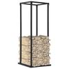 Black Firewood Rack with Base 37 X 37 X 113 Cm Steel