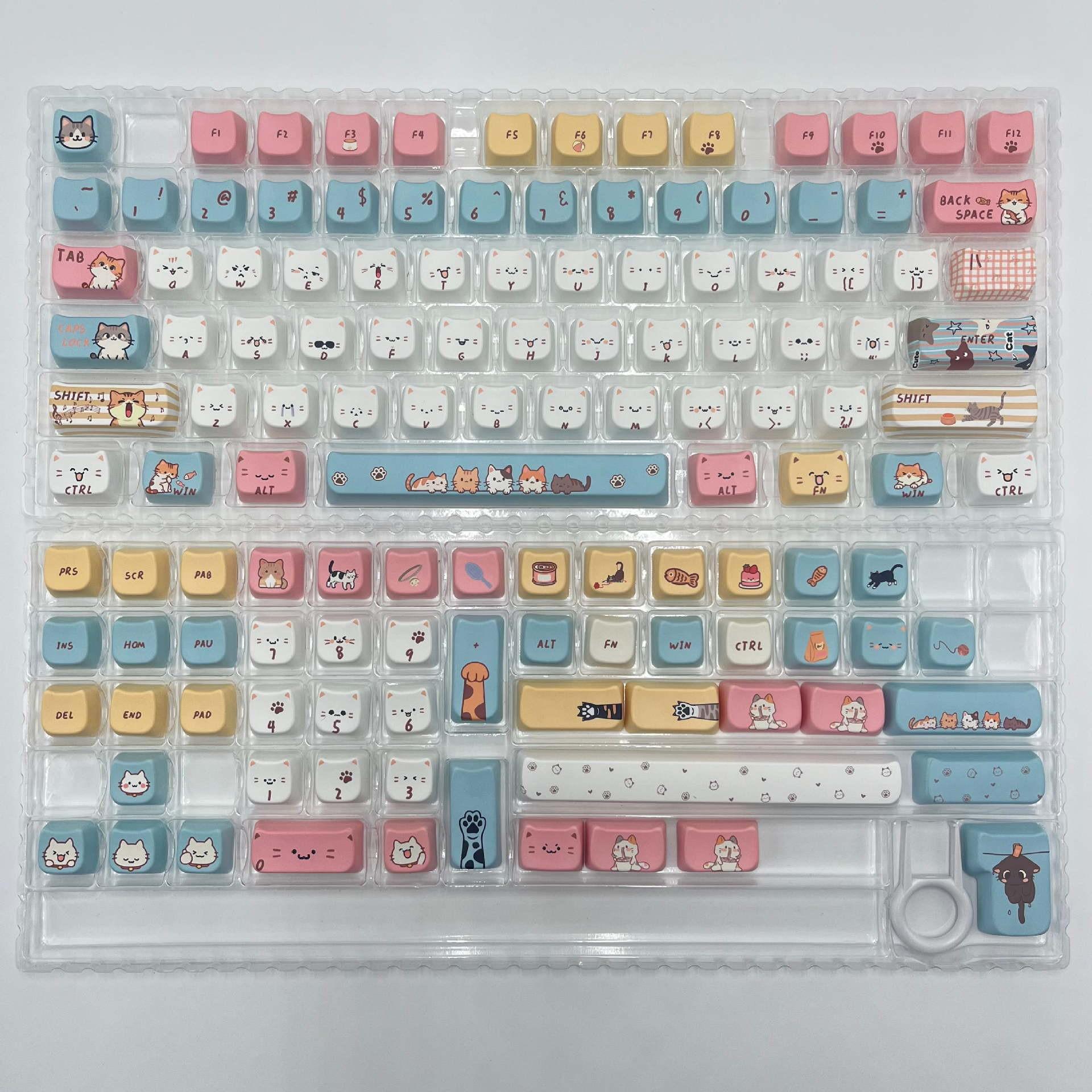Cute Cat Cartoon Girl PBT Keycaps for Wired Mechanical Keyboards – Custom High-Quality, Fun Design.