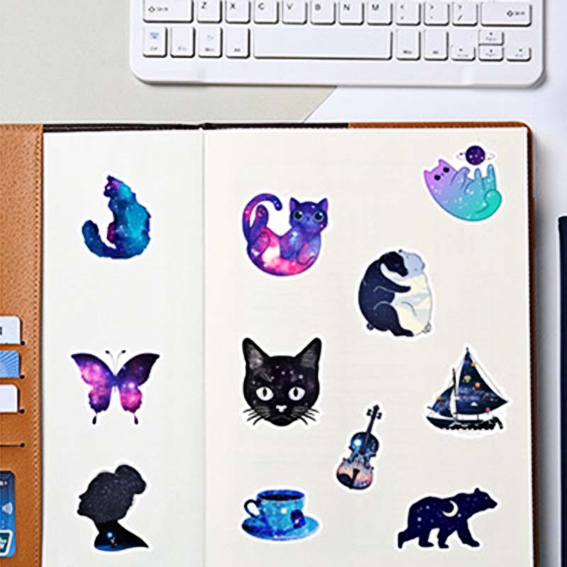 50 Stück Persönlichkeits-Tiere Sternenhimmel Graffiti Aufkleber DIY Handy Gitarre Laptop Koffer Tasse Wasserdichter Aufkleber Kinderspielzeug