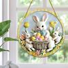 Disc Ornament Decorative Rabbit Decoration Bunny Pendant Round Window Decoration For Holiday Family Easter