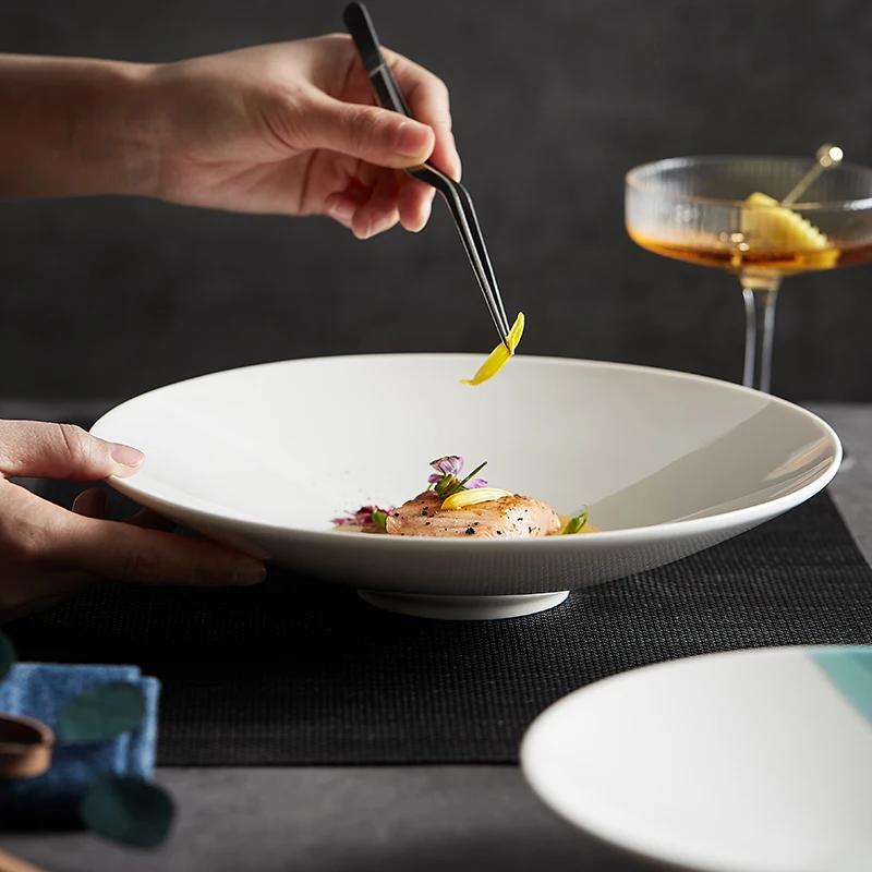 Special-shaped Ceramic Pasta Plate Creative Salad Deep Soup White French Hotel Dish Tableware Kitchen Supplies