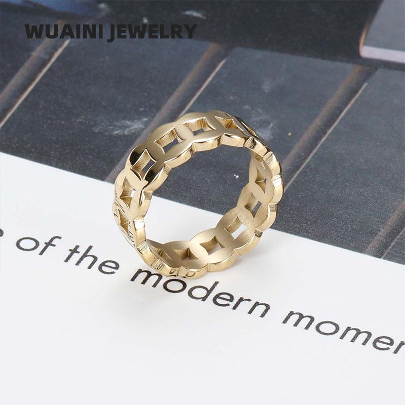 New Year's Lucky Lucky Lucky Copper Coin Ring Titanium Steel Electroplating Stacked Ring Women's Niche Non-Fading Accessories
