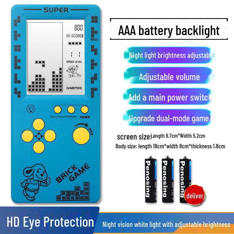 "4,1-Zoll Großbildschirm Retro Tetris Spielkonsole - Wiederaufladbares Klassisches Kinderspielzeug"