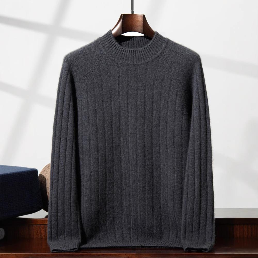 New seven-needle double-strand thickened cashmere shirt semi-turtleneck knitted loose thick sweater