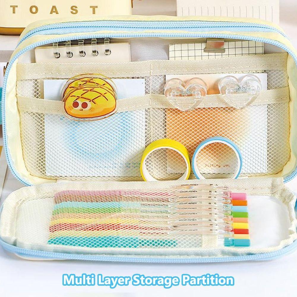 Durable Contrast Color Design Pen Bag Detachable Eight Layers Stationery Bag Large Capacity Stationery Organizer School Office