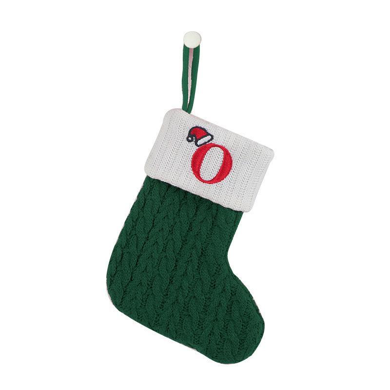 1 Stück Monogramm Gestrickte Socken Grün A-Z Buchstabe Hängende Weihnachtsstrümpfe Kamin Weihnachtsbaum Hängend Party Dekoration