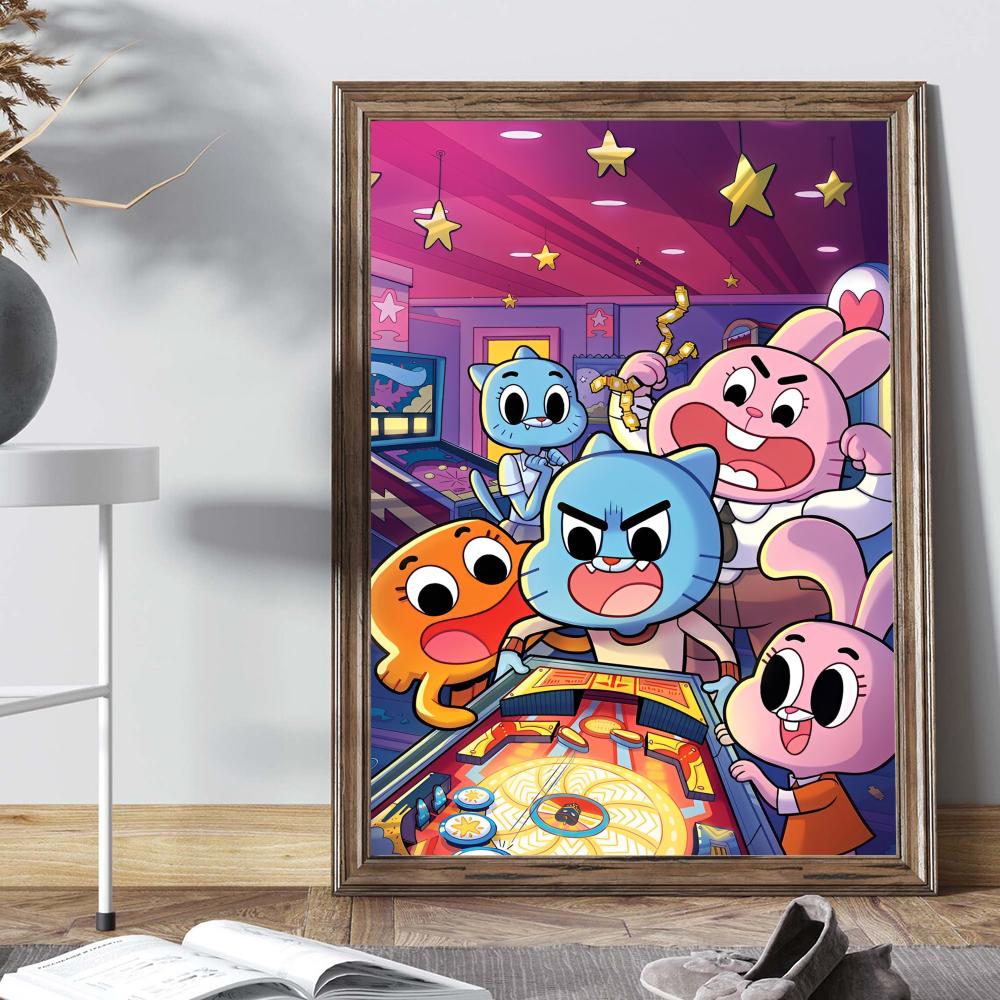 Uimitorul Amuzant W-world Of Gumball Poster Postere Anime Lipicioase Calitate HD Artă de Perete Postere Retro pentru Casă Decor Cameră Kawaii