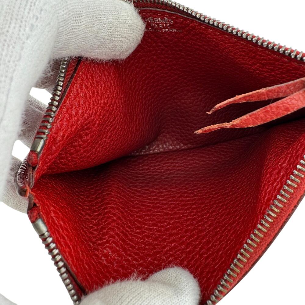 HERMES Bifold Wallet Taurillon Clemence Dogon GM Purse Red Taurillon Clemence Used