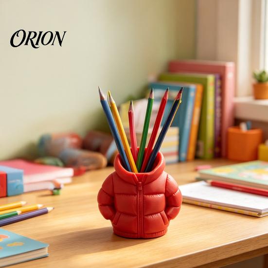 Smooth Surface Pen Holder 3D Printed Down Jacket Holder, Funny Puffer Pencil Creative Desk Organizer Mini for Office Supplies, Cute Stationery
