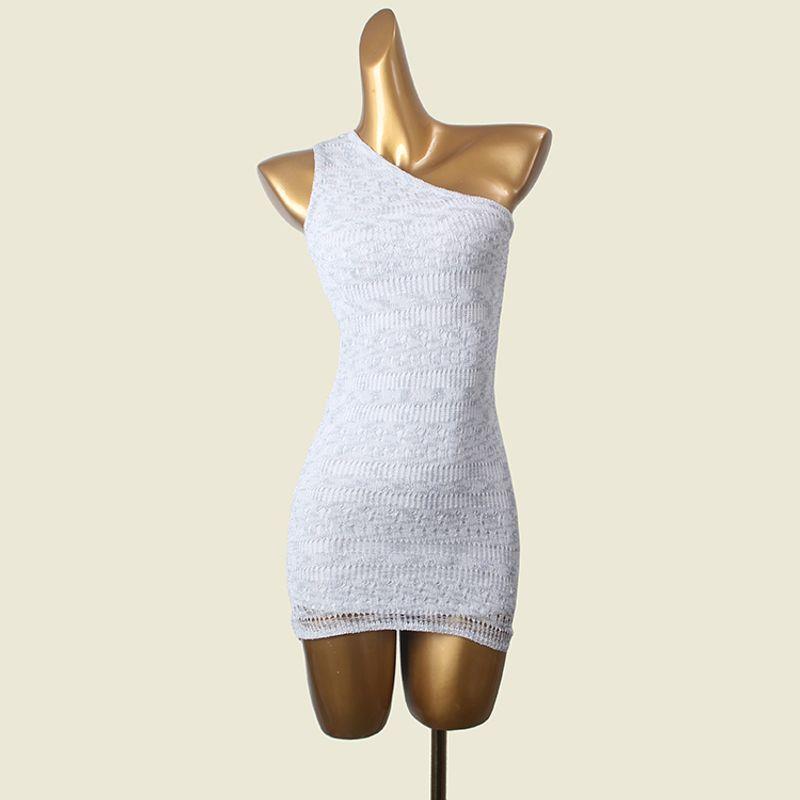 

Летний стиль Одно плечо Вязаное платье Мода Ветер Сексуальный Вырез Двухслойное Приталенное Платье-мини с облегающим бедра силуэтом Style one S