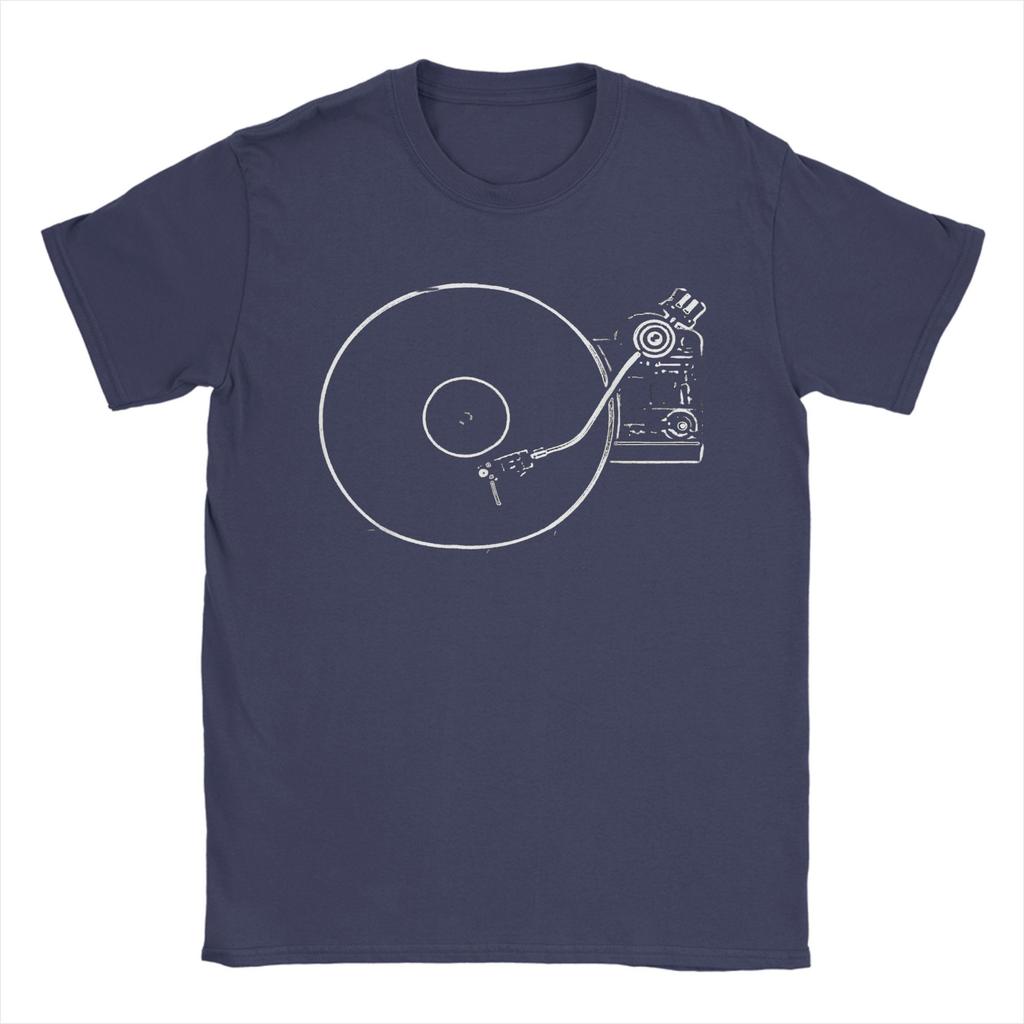 Vinyl Plattenspieler Skizzenzeichnung Sommer T-Shirts für Paare Neuheit Freizeit T-Shirt Kurzarm Vintage Top Tees