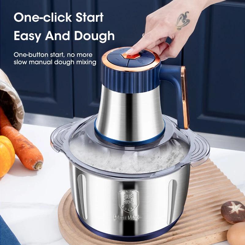 5L Electric Meat Mincer Grinder Stainless Steel Chopper Food Processor Garlic Mud Maker Blender Large Capacity Kitchen Tool 220V