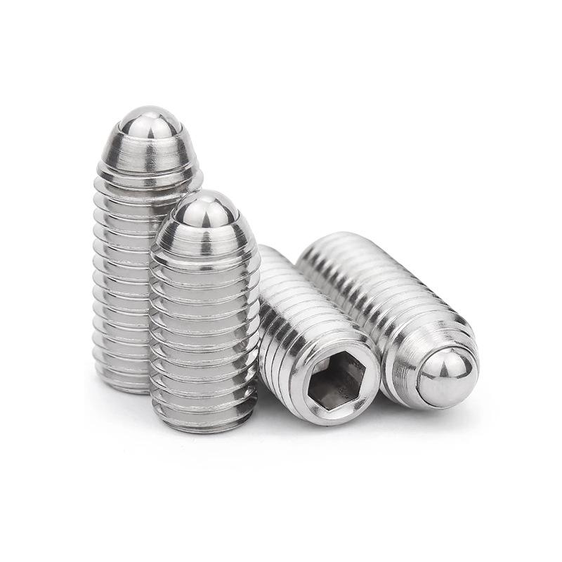 

304 Stainless Steel Hex Socket Ball Plunger Screw with Locating Ball and Press-in Spring Head M4*8