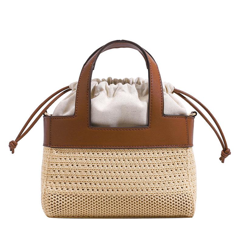 Niche high-end sense pure hand-woven bag fashion strap large capacity shoulder messenger tote bag