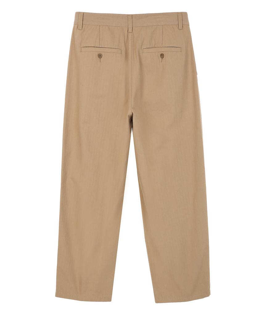 IL CORSO Herringbone Two-Tuck Wide Chino Pants Dark Beige