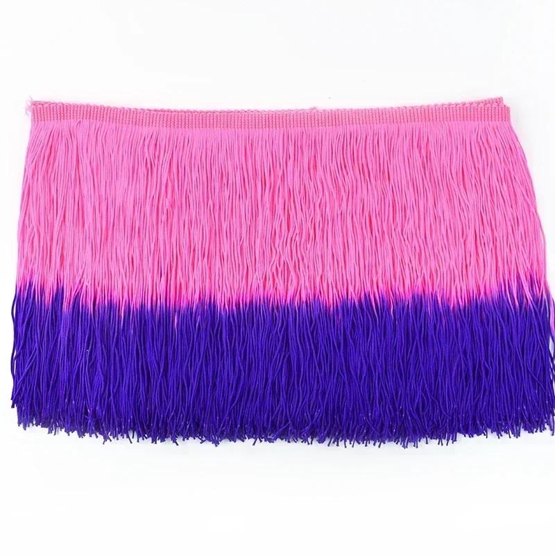 Meetee 2/3/5M 20cm Coloured Fringe Tassel Clothing Curtain Lace Trim Webbing Ribbons for Sewing Latin Dress Fabric Accessories