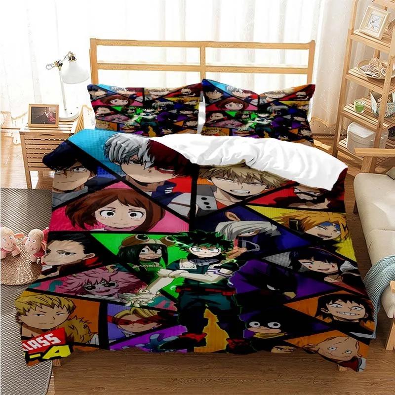 New Anime My Hero Academia Printed Bedding Set Duvet Covers Pillowcases Comforter Bedding Sets Bedclothes Bed Linen Home Textile