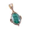 Emerald(Simulated) Handmade 925 Sterling Silver Gift Two Tone Pendant 1.5" F9V89