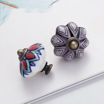 Ceramics and Alloys Pumpkin Handle Single Hole Creative Vintage Door Handle Fashion Multiple Colors Furniture Knob Dresser