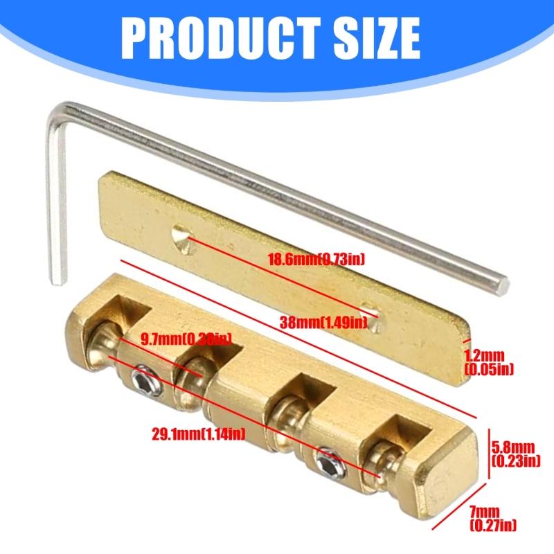 Height Adjustable 4 String Bass Guitar Nut Electric Guitar Brass Roller Guitar Nut Split Regulation Replacement Parts