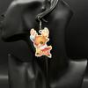 Retro Christmas Reindeer Wood Earrings - Long Festive Design
