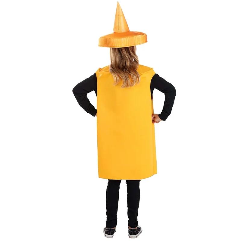 Unisex Kids Mustard Ketchup Costume Set - 2025 Food Cosplay Outfits for Girls & Boys Great for Halloween Fancy Dress Up Events