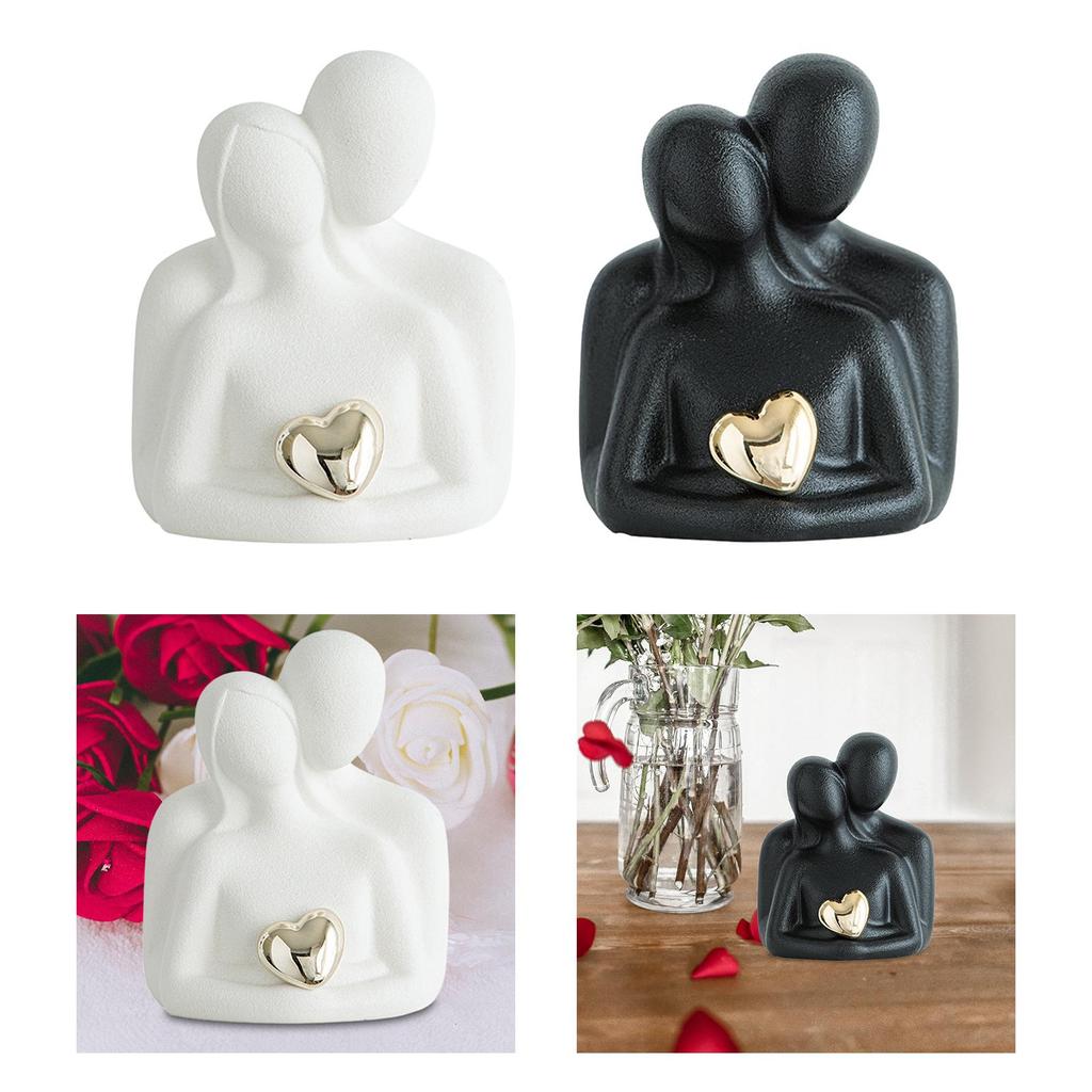 Couple Statue Minimalism Art Crafts Collectible Ceramic Lover Figurine for Office Entrance Cabinet Fireplace Bedroom Living Room