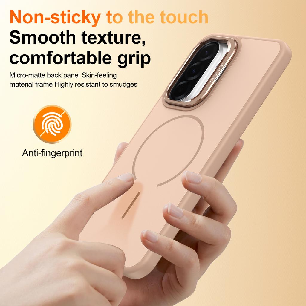For Samsung Galaxy A34 5G Case Skin-touch PC + TPU Magnetic Phone Cover with Lens Frame Kickstand