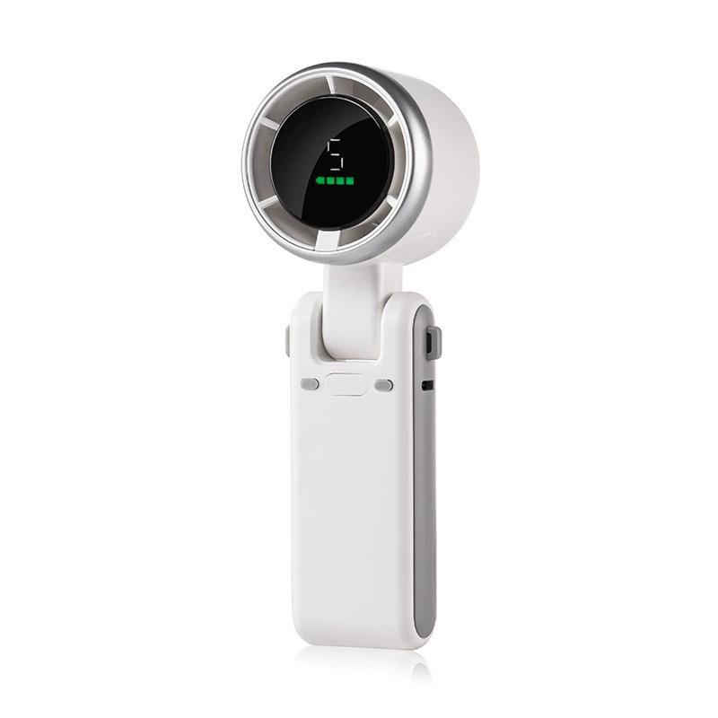 Southeast Asia Popular N607 High-Speed USB Rechargeable Foldable Neck-Hanging Mini Handheld Fan with Digital Display