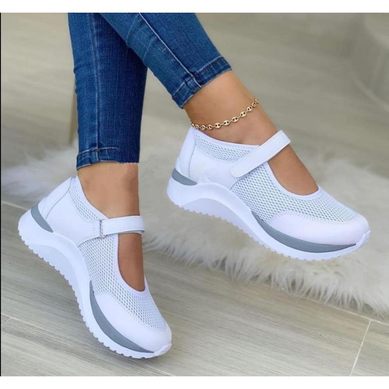 

Повседневные кроссовки на танкетке Velcro Plus Size для женщин 35 белый
