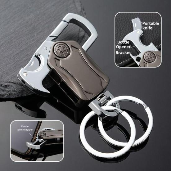 Robuster Multifunktions-Schlüsselanhänger Karabiner Clip Flaschenöffner Fidget Spinner Messer Zink