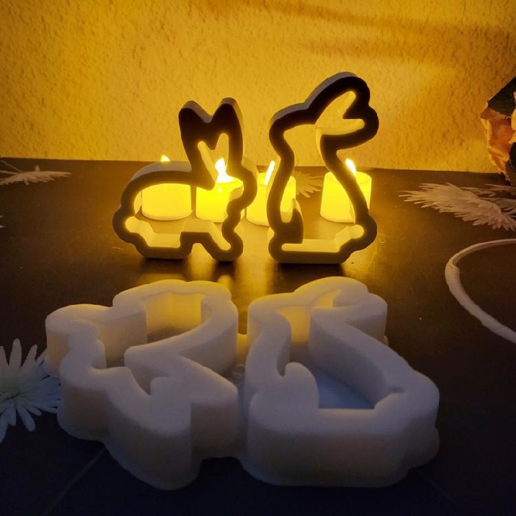 2 Cavities Easter Rabbit Silicone Candle Molds Easy Demold Heat Resistant Silicone Mould for Epoxy Resin Candle Soap
