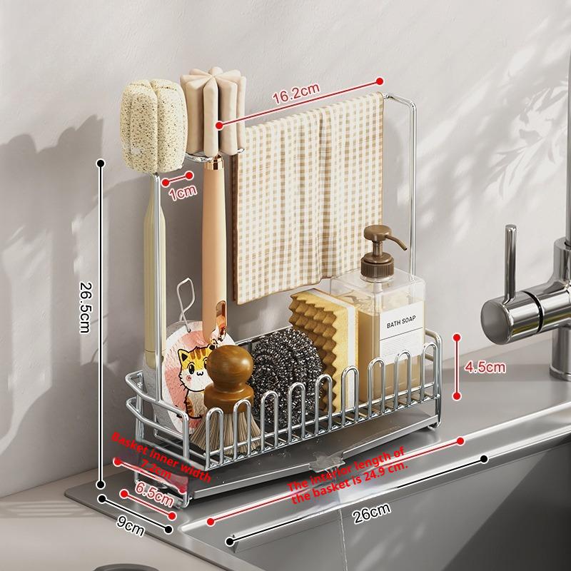 Sponge Holder 304 Stainless Steel Kitchen Countertop Dishcloth Drain Rack Sink Storage Rack