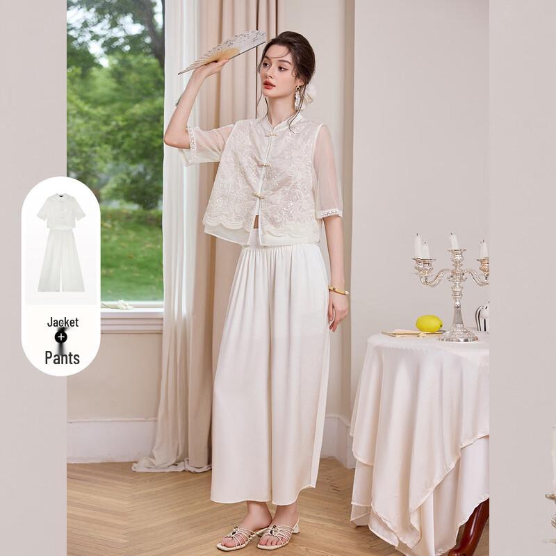 New Chinese Style Embroidered Stand-Collar Two-Piece Set L