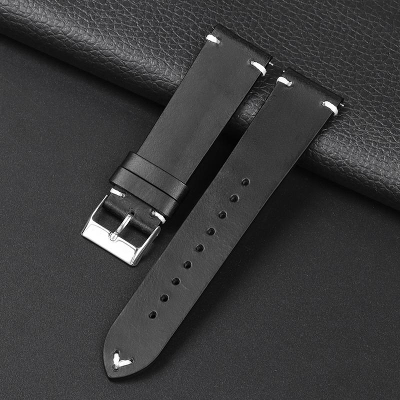 Handmade Retro Oil Wax Genuine Leather Watchbands Quick Release Calfskin Watch Strap 18mm 20mm 22mm Men Watch Accessories