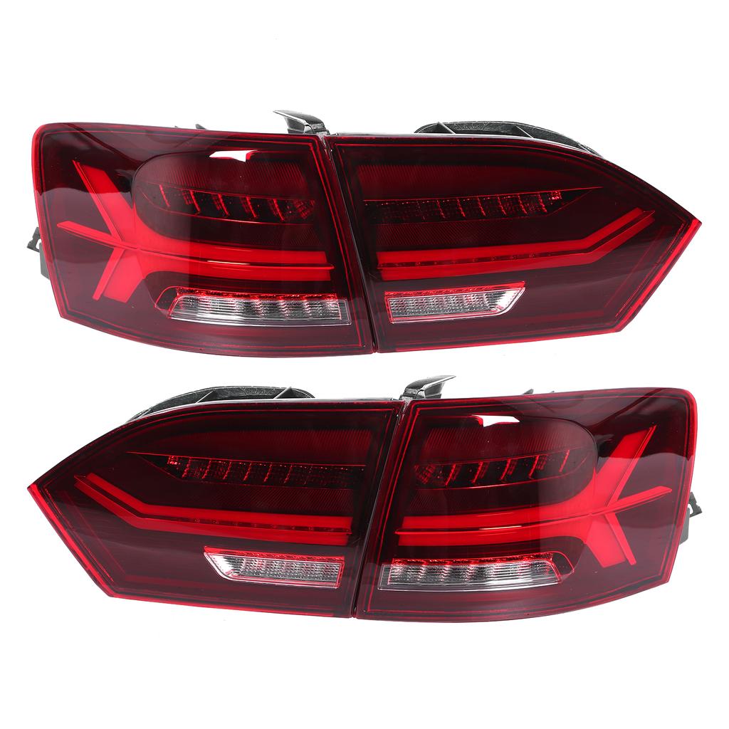 VLAND Full LED Dynamic Tail Lights Cherry Red Lens IP67 Waterproof Fit for MK6 2011 2014
