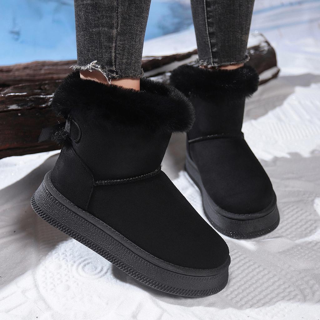 2025 Winter New Fleece Thickened Bread Shoes, Wool Cotton Shoes, Thick Soles, Heightened, Non-slip and Warm Snow Boots