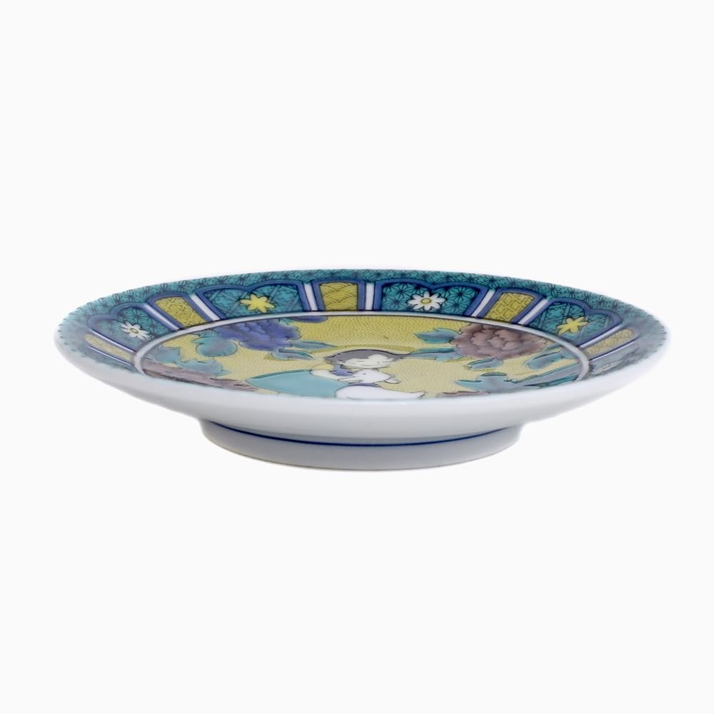 Heidi Kutani Ware Made in Yuki Hokuriku Traditional Girl of the Divided Floral Anniversary Fashionable Plate, Japan, Craft, Heidi, Alps, Plate,