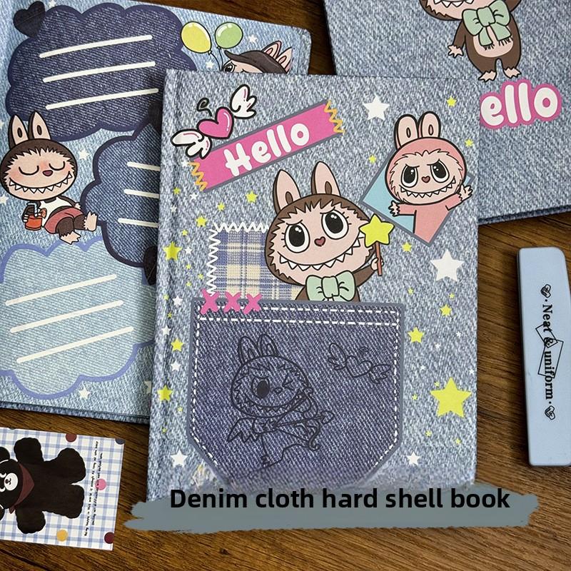 Vintage Denim Labub A5 Hard Shell Notebook Color Book Cute Diary Student High Value Handbook