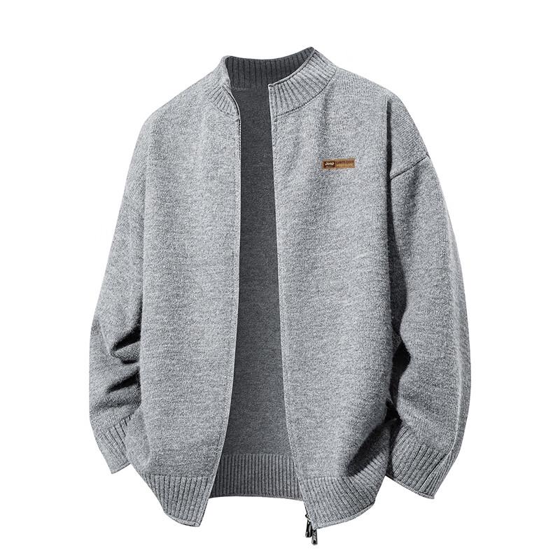 JEEP SPIRIT Men's Winter Stand-Collar Knit Cardigan