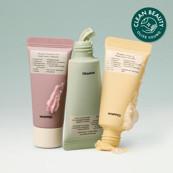 WHIPPED Nettoyant Vegan Pack 25g (3 types) (Arbre à tasses/Beurre de figues/Pamplemousse Yuja)