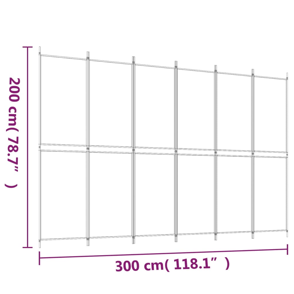 Vidaxl 6-Panel Room Divider, Brown, 300X200 Cm, Fabric