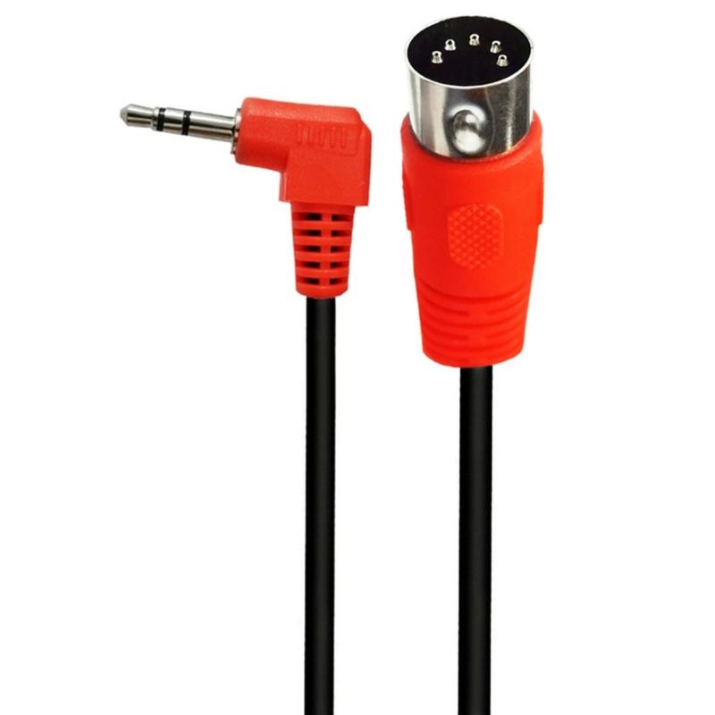 50cm/150cm Long 3.5mm TRS Male to 5Pin DIN Male Cable 90 Degree Angle for Keyboards Piano Drum Sound Recording Device