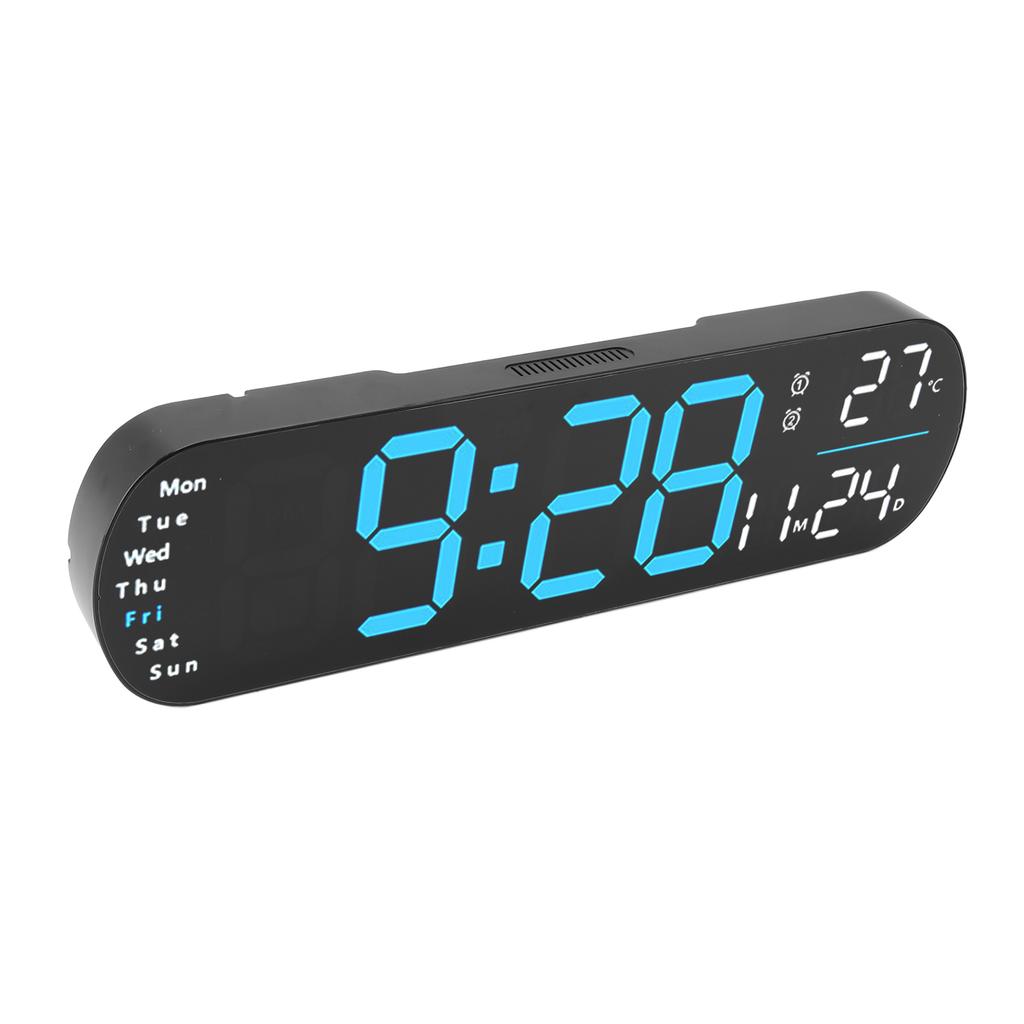 Digital Wall Clock with Remote Control Big LED Screen Display Adjustable 8 Color Lights Digital Alarm Clock for Living
