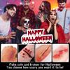 CHASPA Halloween Flüssiglatex Spezialeffekte SFX Make-up-Set Gefälschte Narbenwundenwachs + 2 Flaschen Blutflüssigkeit Spachtelwerkzeug Cosplay 2-teiliger Tupfschwamm