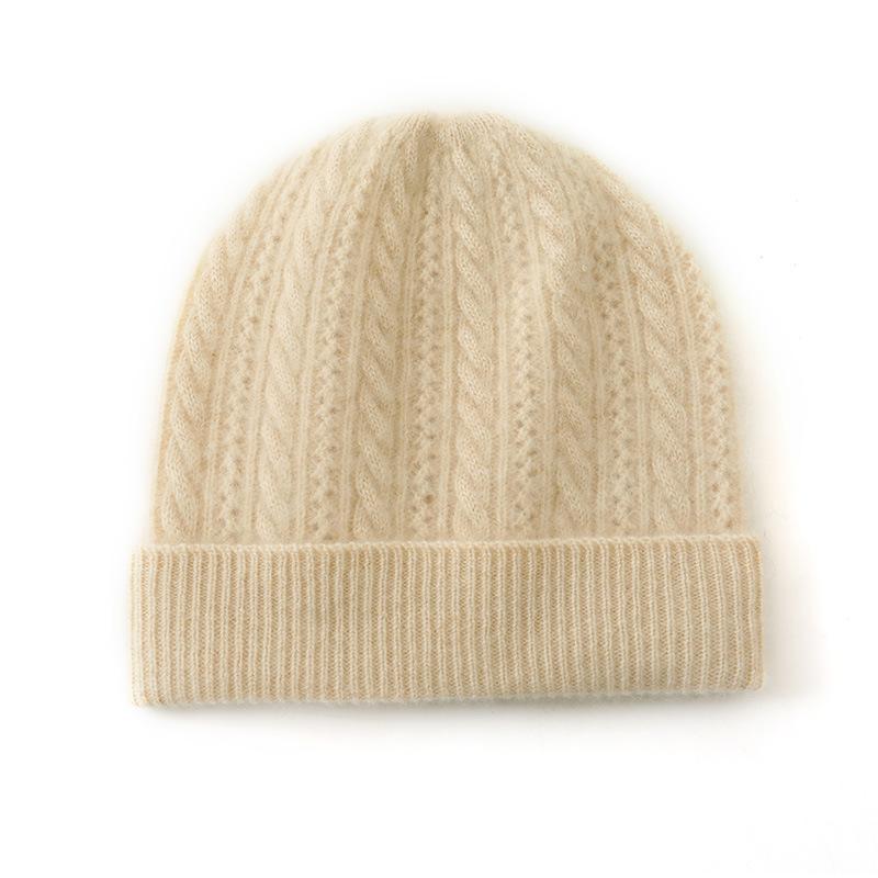 Cashmere Autumn and Winter New Women's Twisted Woolen Cap Thickened Warm Ear Protecting Headscarf Cap  Knitted Pile Cap