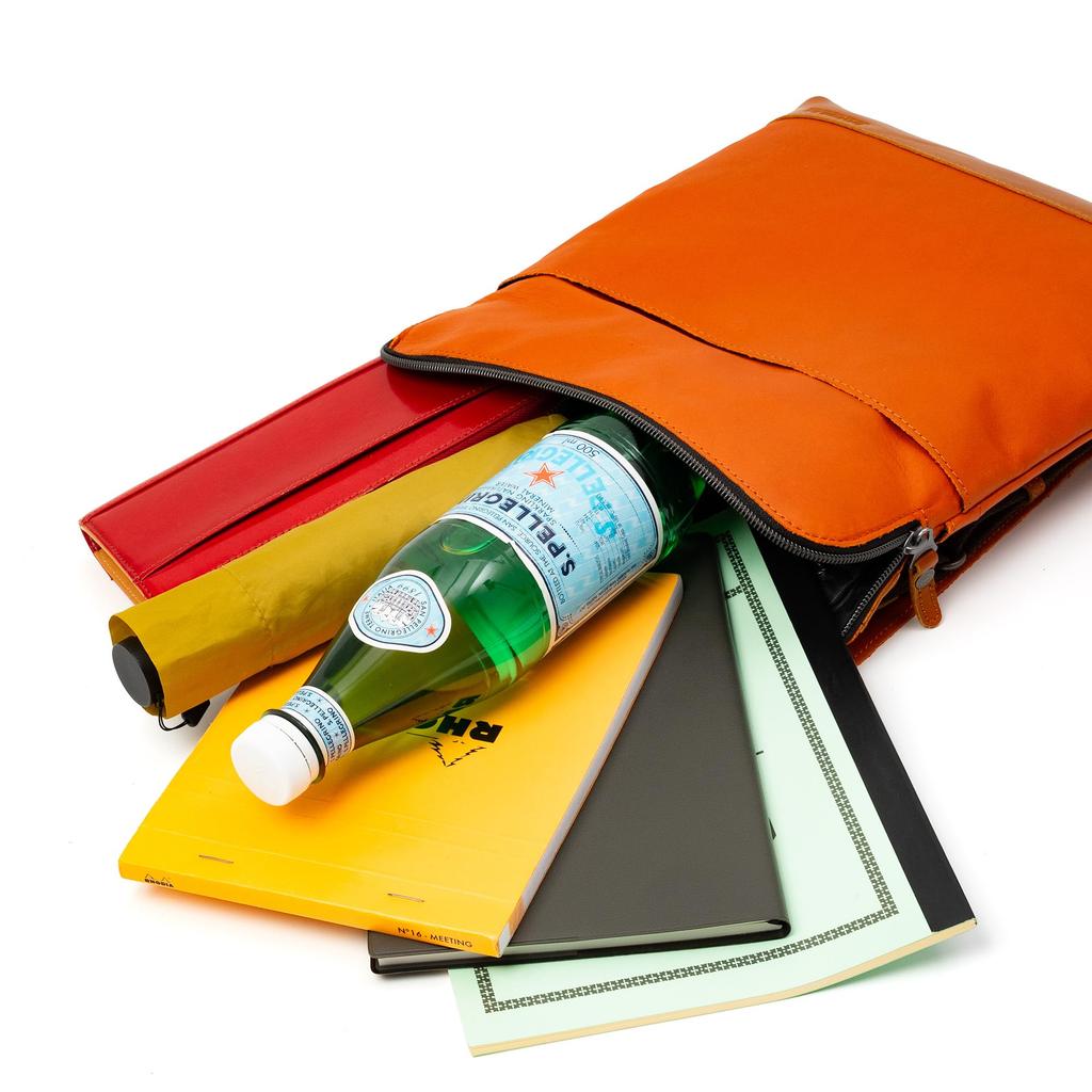 DOUBLES Men's Shoulder Bag, Stylish, Genuine Leather, A4 Size, JVK-1604, Red