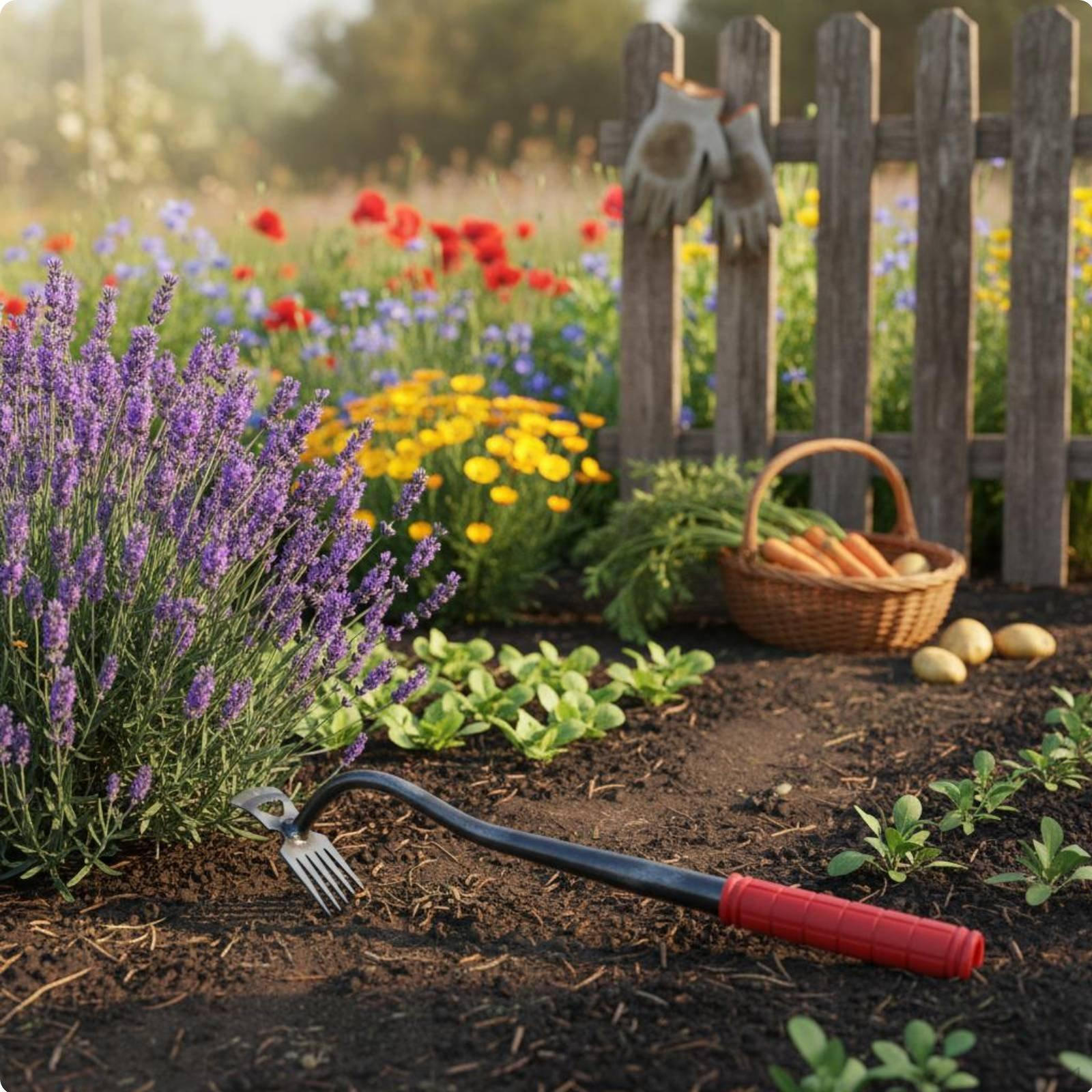 GroundClearing Weeder Rake Manganese Steel Weeding Hoe Sharp Handheld Soil Loosener for Gardeners,