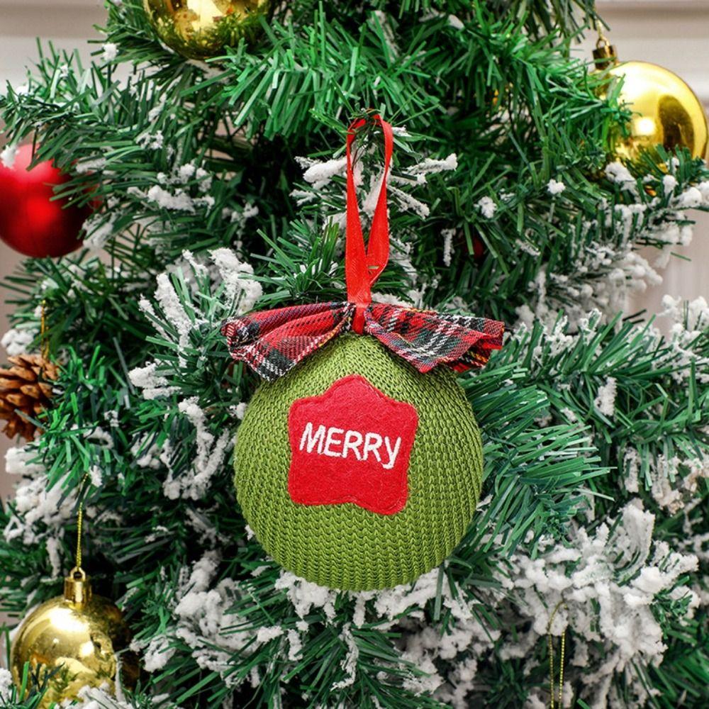 2PCS Plush Christmas Knitted Ball Exquisite Xmas Hanging Pendant Christmas Tree Hangers  Festival