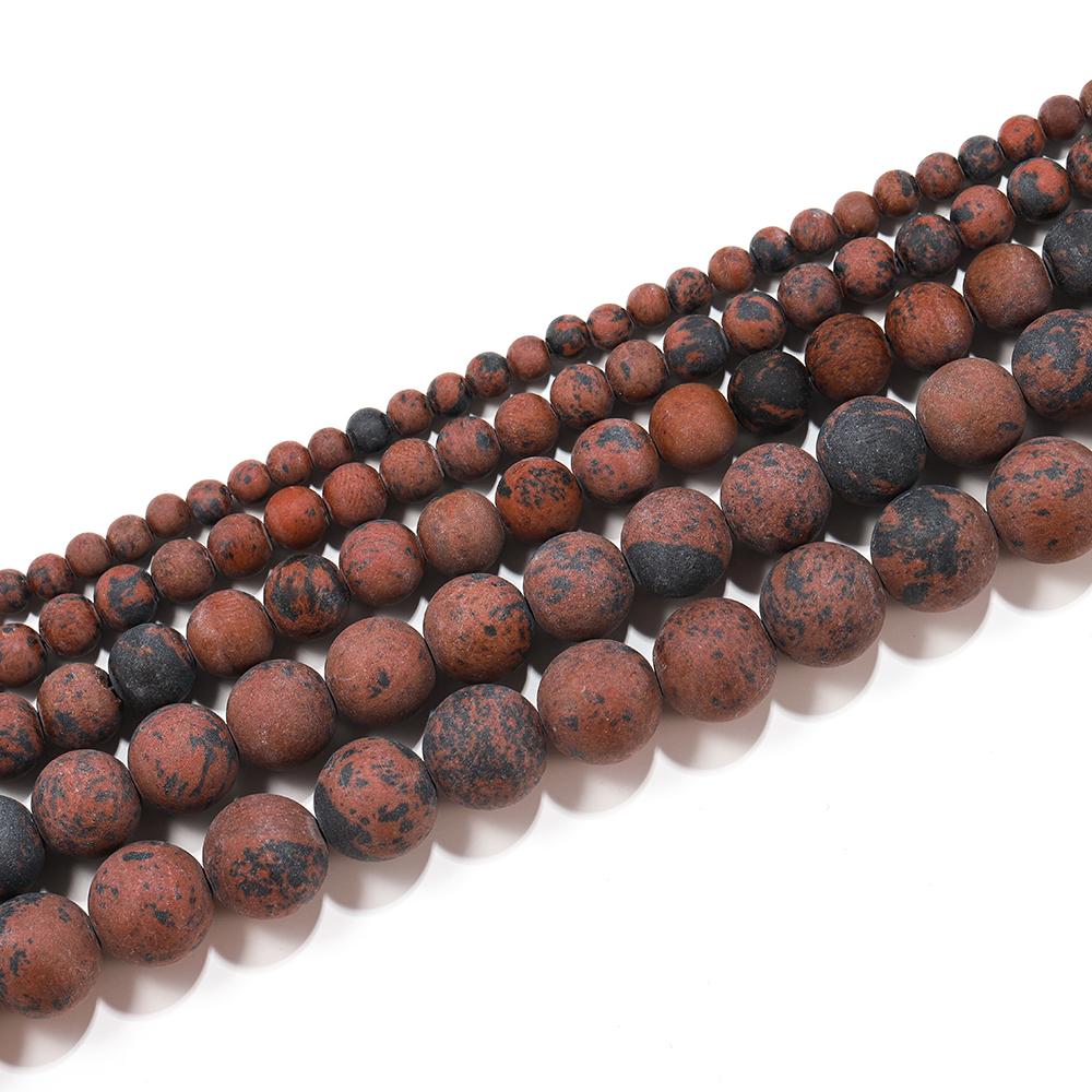 1strand/lot  4/6/8/10mm Matte Mahagony Swan Natural Stone Round Loose Beads For DIY Bracelet Jewelry Makings Supplies